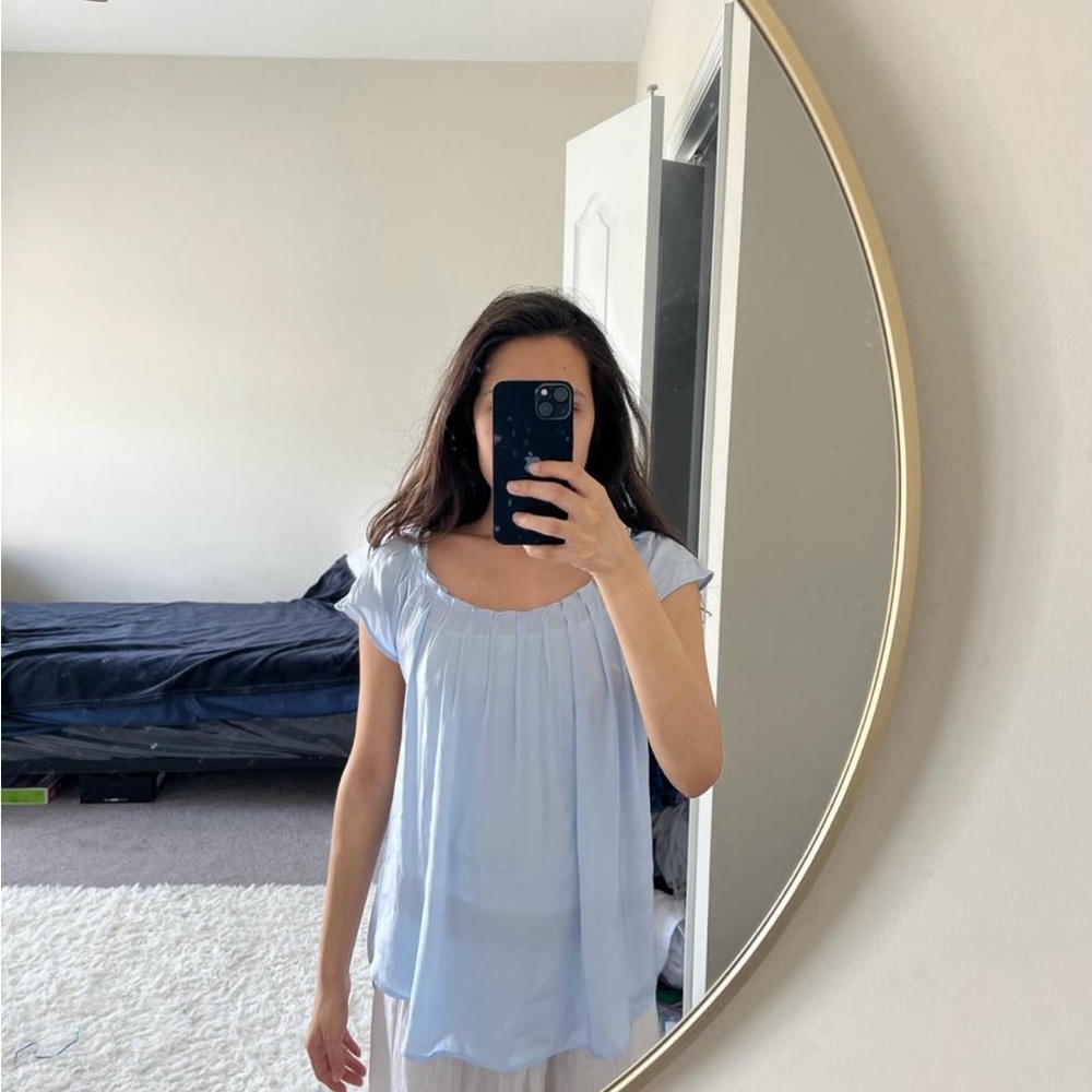 Light Blue Flowy  Top